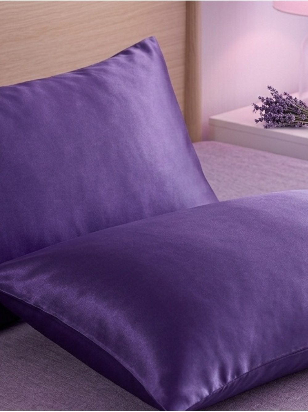 Satin Pillowcase Pair in Deep Purple — Smooth, Shiny Finish - Queen Size